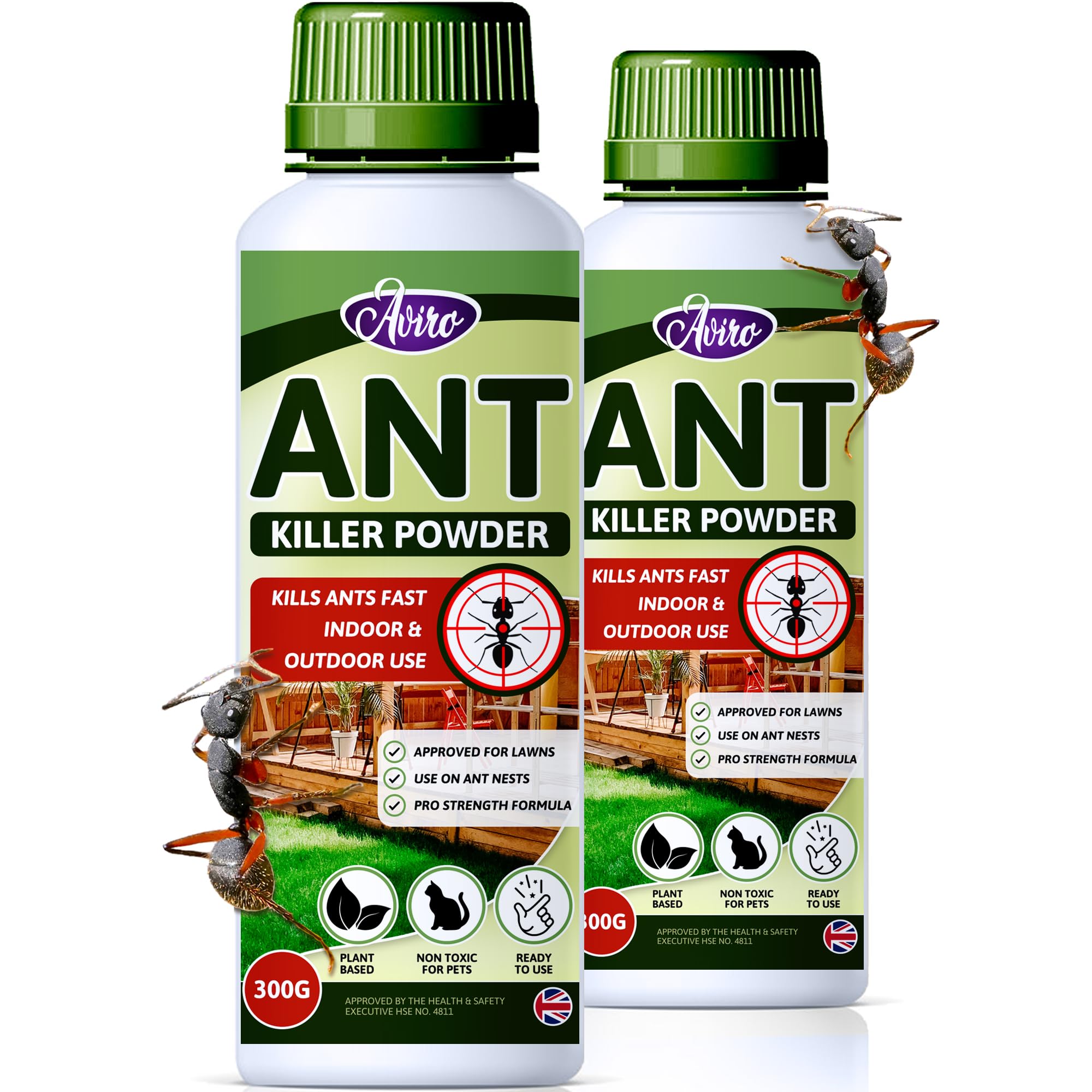 Aviro Natural Ant Powder – Pet-Friendly Indoor & Outdoor Treatment for Lawns and Nests. Powerful Ant Poison Made from Flowers. 600g