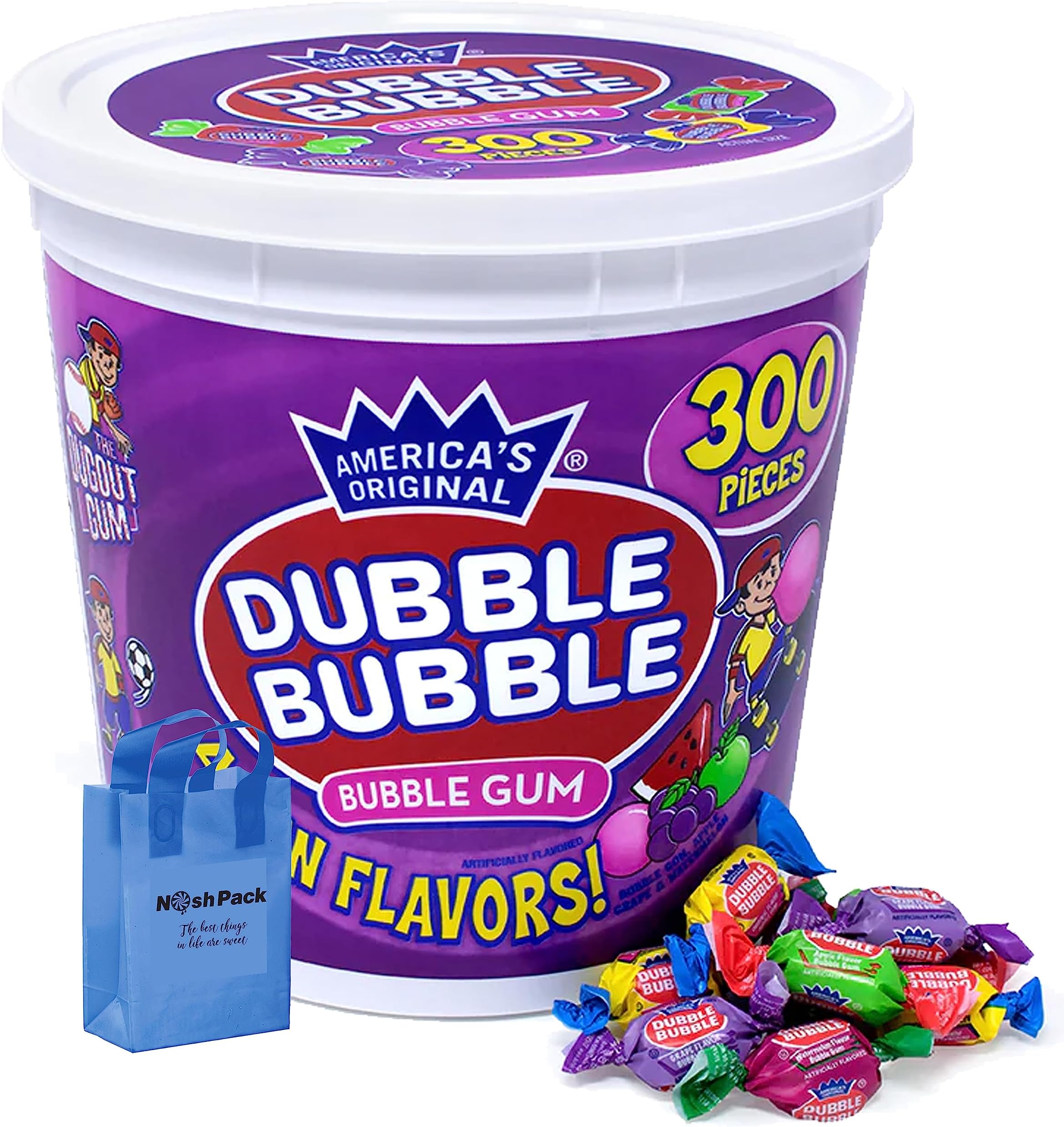 Delicious Assorted Flavor Wrapped Bubble Gum 1.5 lbs Apple Watermelon Grape Bulk