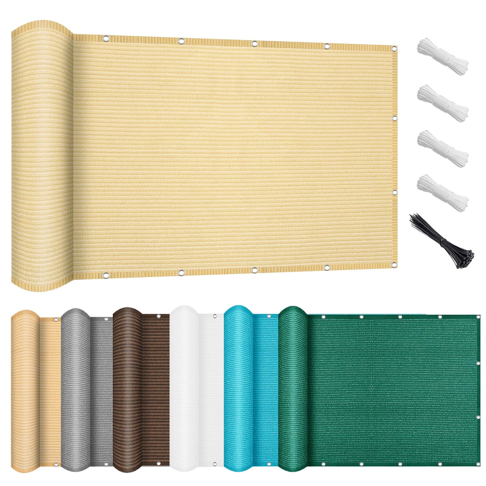 Voile d'ombrage 2 x 4 m Rectangulaire Protection UV 95% Respirante Toile d'ombrage avec Œillets et Corde, Perméable à l'eau pour Jardin, Terrasse, Balcon, Extérieur, Couleur Crème