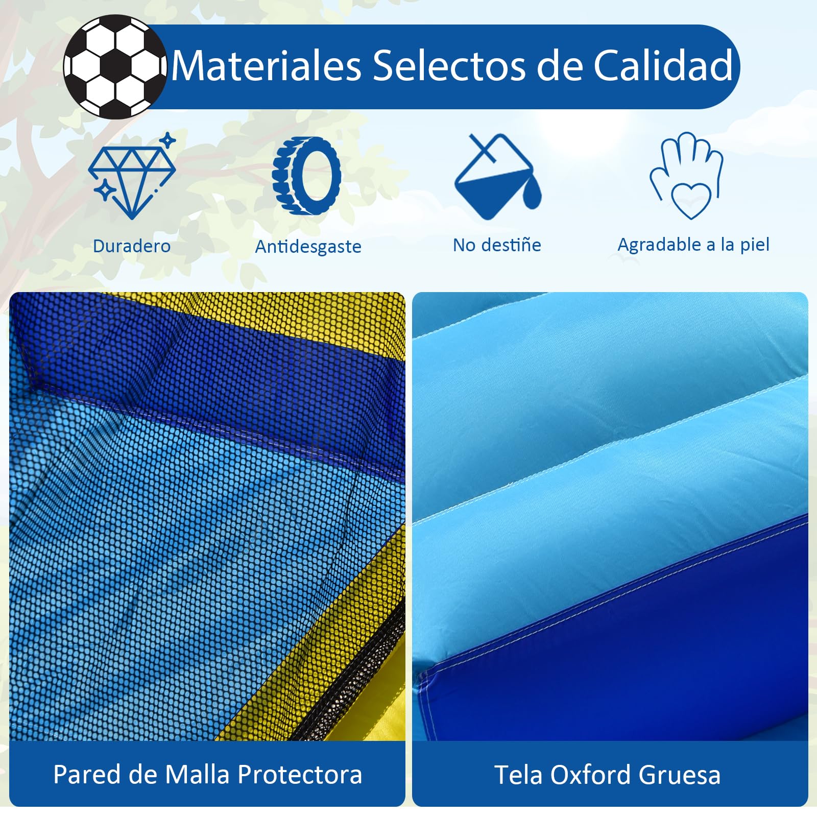 GOPLUS Castillo Hinchable Acuatico para Niños de 3-12 Años, Castillo Inflable Infantil Exterior, Cosido de Material Extra Rueso, Tobogán Acuatico, Pared de Escalada, Piscina, Zona Fútbol, Soplador