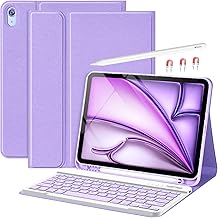 GAOJIE Coque Clavier pour iPad Air 11'' M2&M3 2024&2025 Air 5 2022/Air 4 2020 10.9", Étui pour Pro 11 1ème 2018 avec Pen Holder, Housse avec Magnétique sans Fil Clavier AZERTY Français(Pourpre)