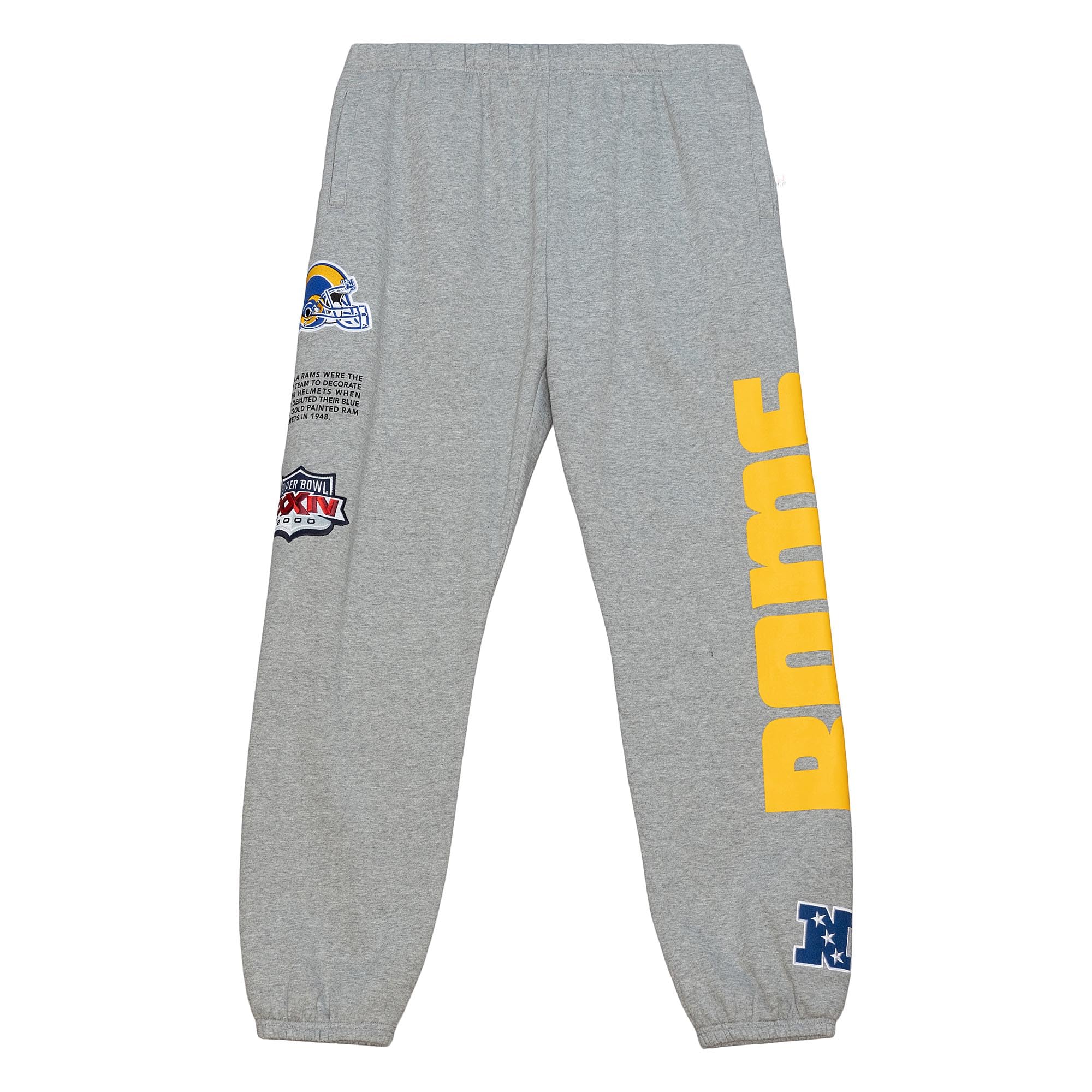 Mitchell & Ness NFL Team Origins Pantaloni da jogging in pile con elastico in vita, con coulisse, applicazioni del team ricamate e gommate, uomini, donne, bambini, unisex, primavera, estate, autunno