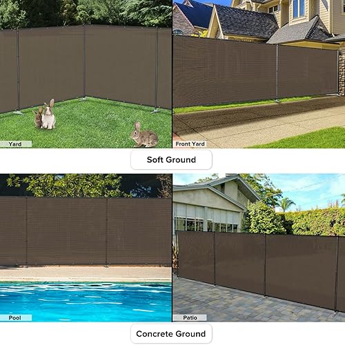 Miniatura 6 de Valla al aire libre de 6 x 24 pies, kit de cercado con postes y rieles, picos de suelo, valla de privacidad para perro, patio, piscina, jardín,