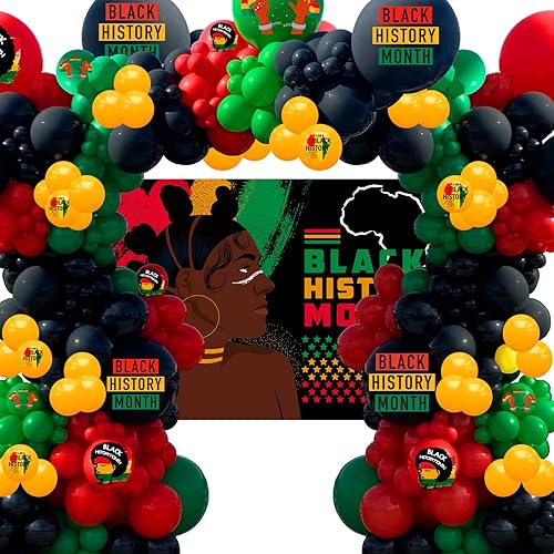 129 globos negros del mes de la historia guirnalda de arco negro decoraciones del mes de la historia negra fondo del mes de la historia africana