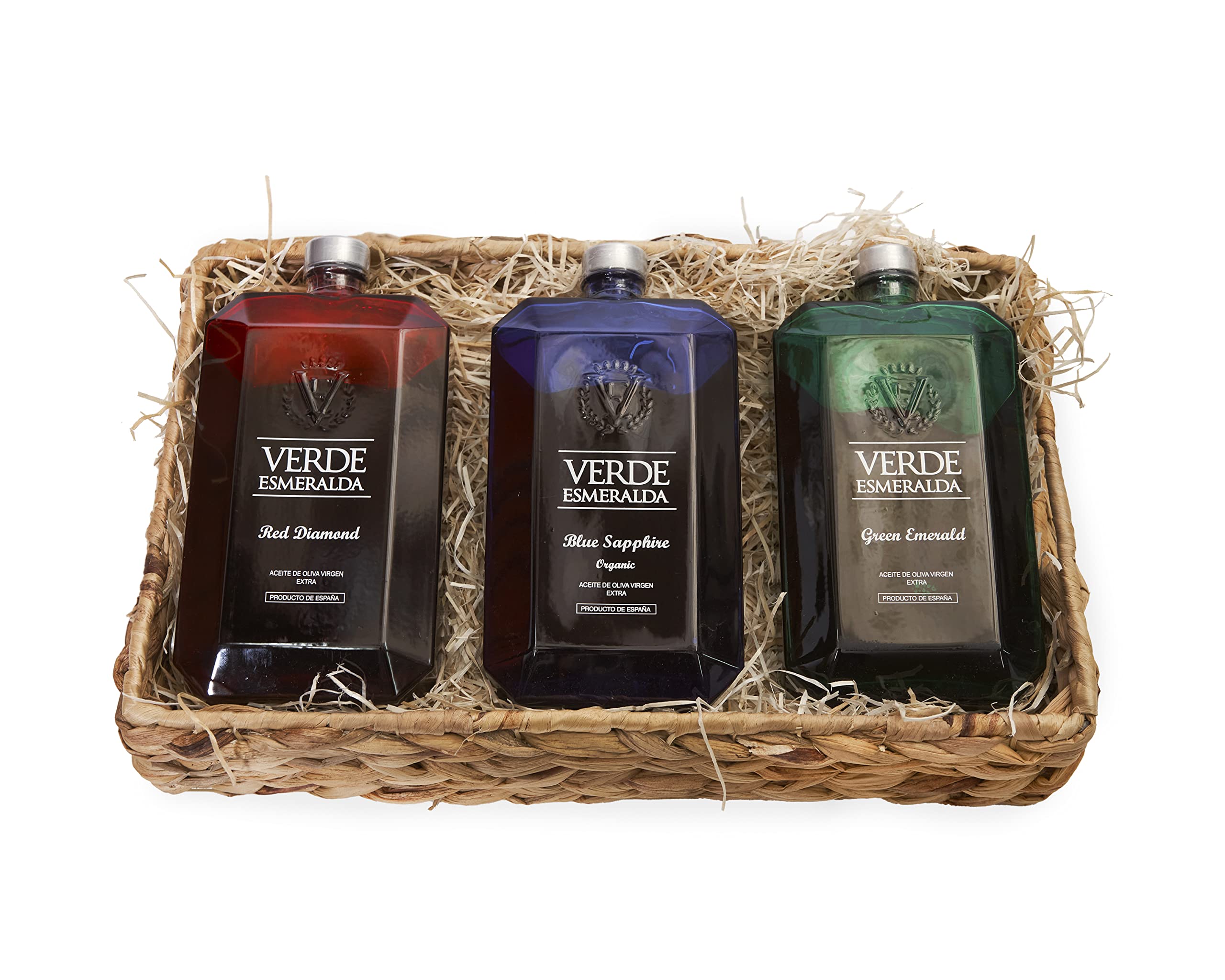 FASHION FRUIT | Cesta de Regalo Gourmet - 3 Botellas de Aceite de Oliva Virgen Extra Premium | Soporte Decorativo de Mimbre Incluido | Regalo Original para Cualquier Ocasión; Boda, Cumpleaños, Navidad