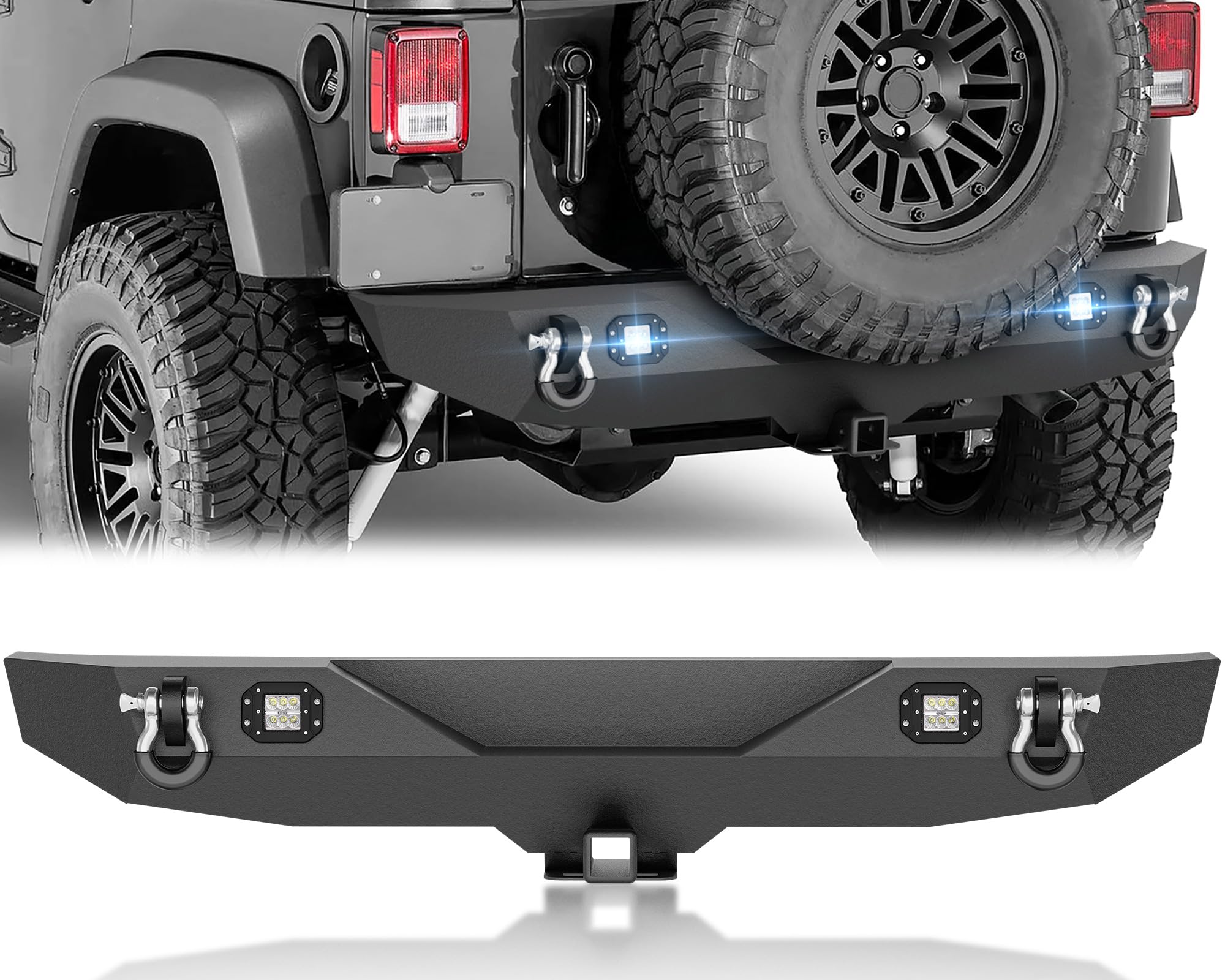 YZONA Steel Rear Bumper Compatible with Jeep JK JKU 2/4 doors 2007-2018