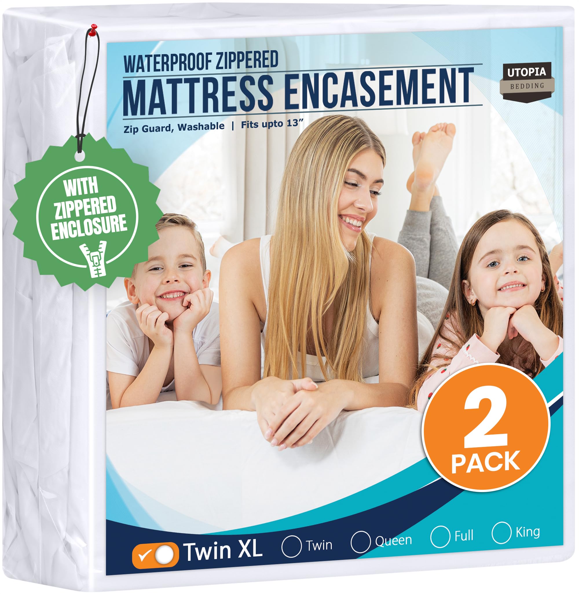 Utopia Bedding Zippered Mattress Encasement, Six-Sided Absorbent Cover, Waterproof Protector, Bed Bug & Dust Mite Proof (Twin XL)