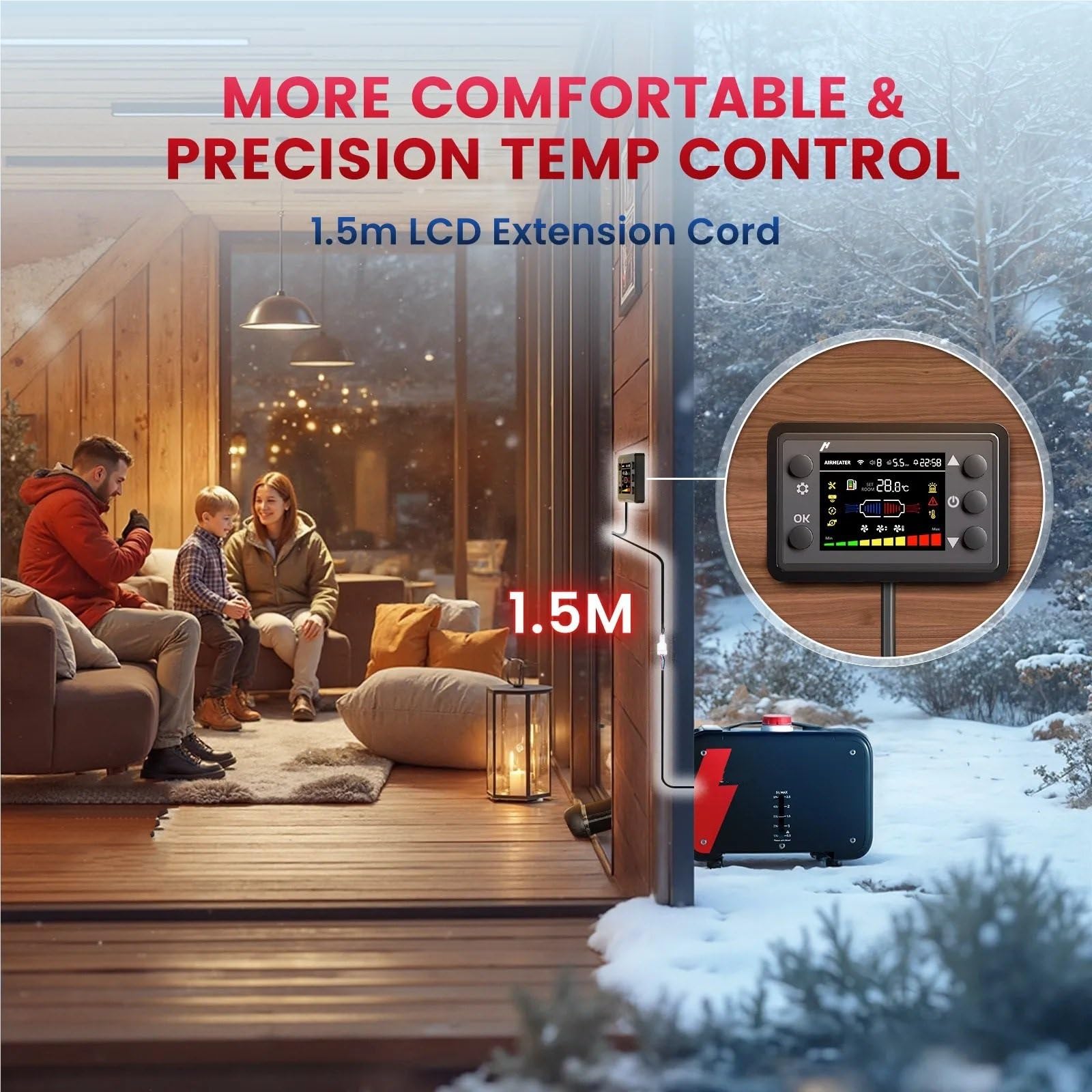 Calefactor portátil Todo en uno para Coche, 12 V, depósito de Combustible de 5 L, 5-8 kW, Calefactor de estacionamiento con Pantalla LCD y Control Remoto para autocaravanas y Camiones.