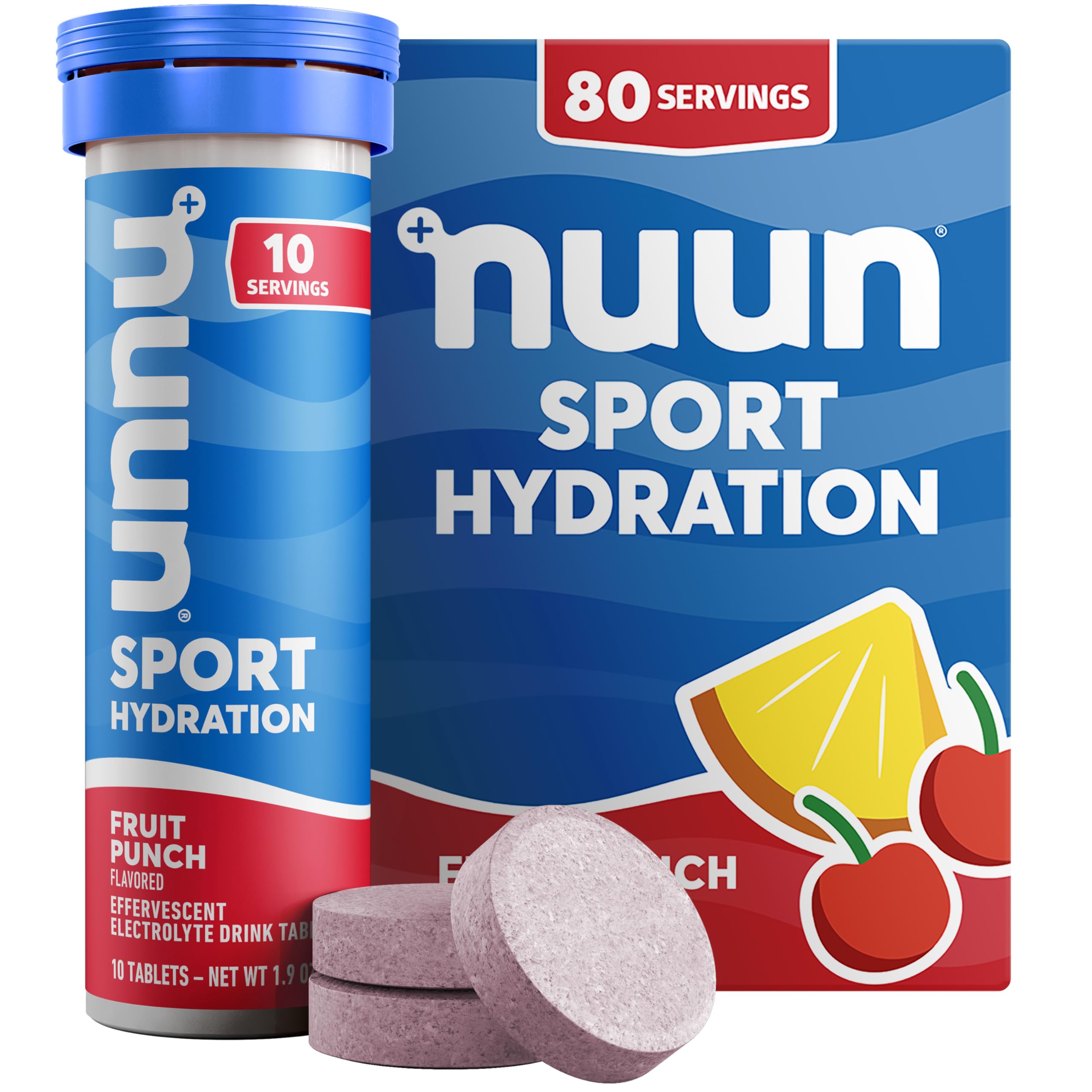 Nuun Sport: Electrolyte Drink Tablets, Fruit Punch, 10 Count (Pack of 8)