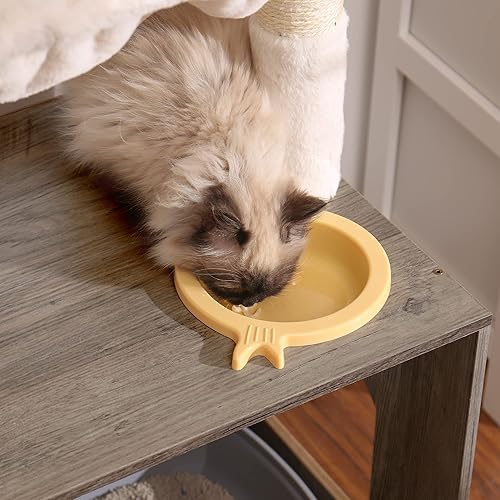 Miniatura 7 de Hey-brother Árbol para gatos con caja de arena, torre para gatos todo en uno para gatos de interior con hamaca grande, cama, estación de alimentos,