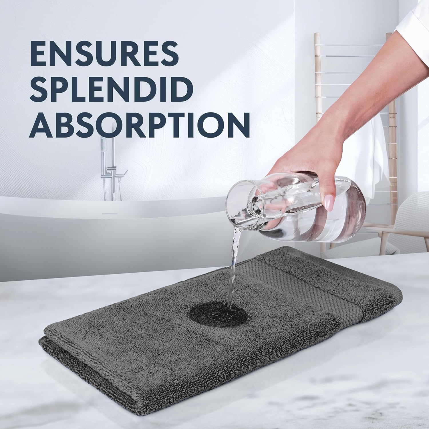 White Classic Luxury Cotton Washcloths 13x13 Inch - 650 GSM Turkish Cotton | Hotel, Spa, Bathroom Face Towel | 12 Pack, Dark Gray - Image 4