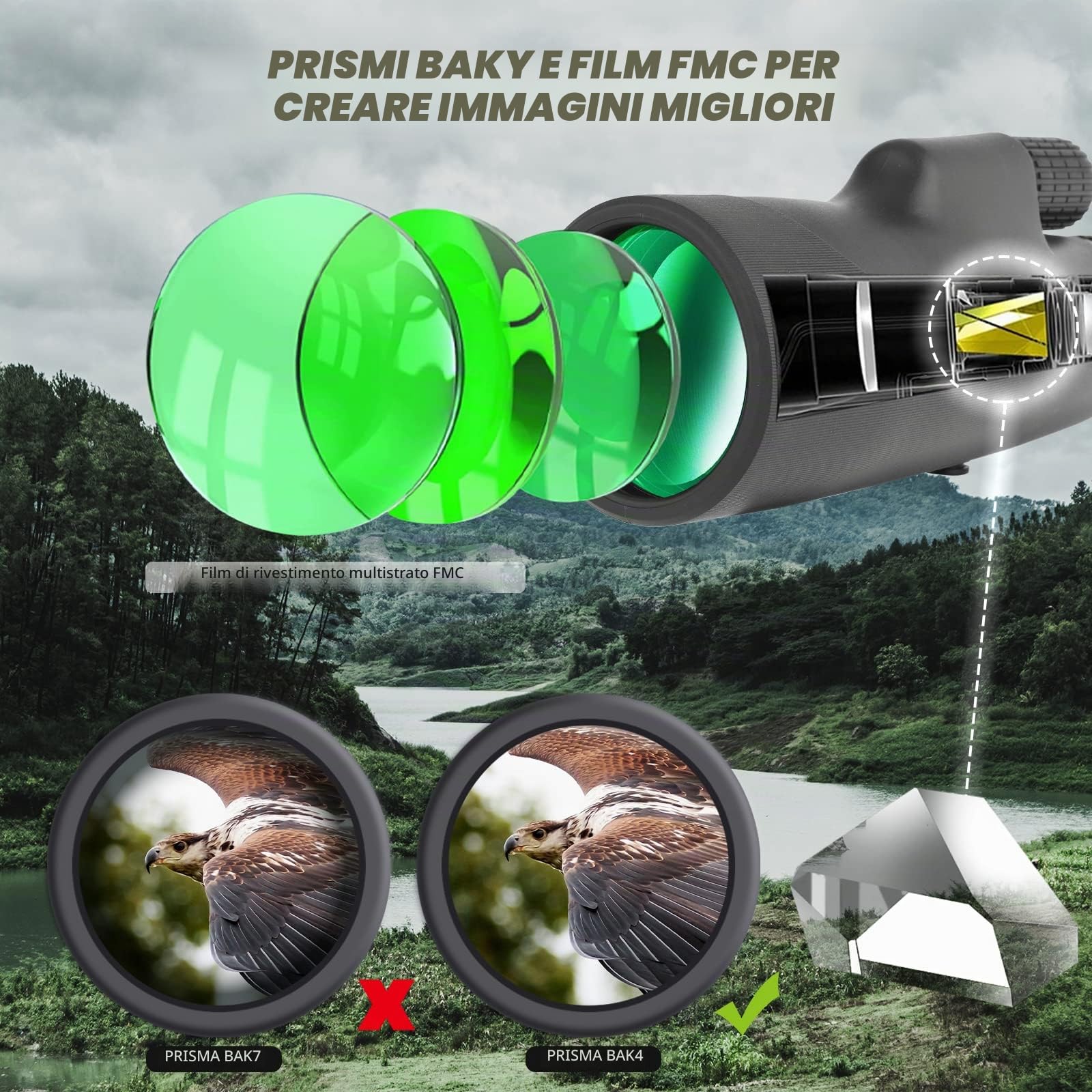 Telescopio Monoculare, 10-30X50 Zoom HD Monoculare, FMC BAK4 Prisma Telescopio Monoculare Ad Alta Potenza con Cinghia Portatile Adattatore Telefono per Bird Watching Caccia Campeggio