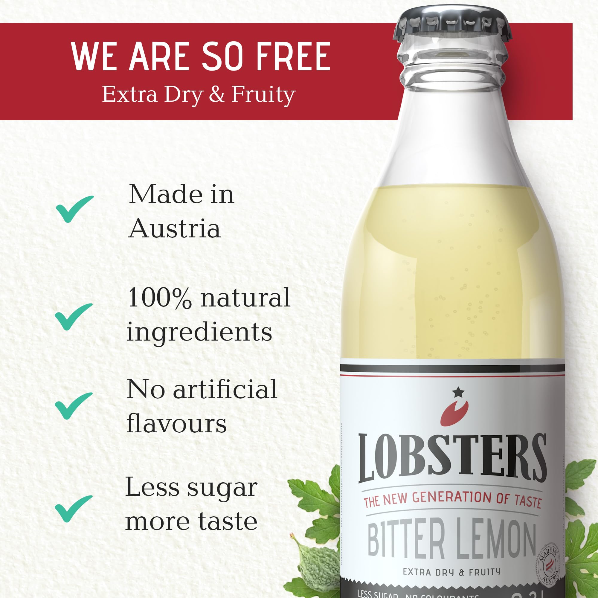 Lobsters Bitter Lemon 24 x 0,2l Dry Fruity Cocktail Mix Vodka Lemon Lemon Spritz