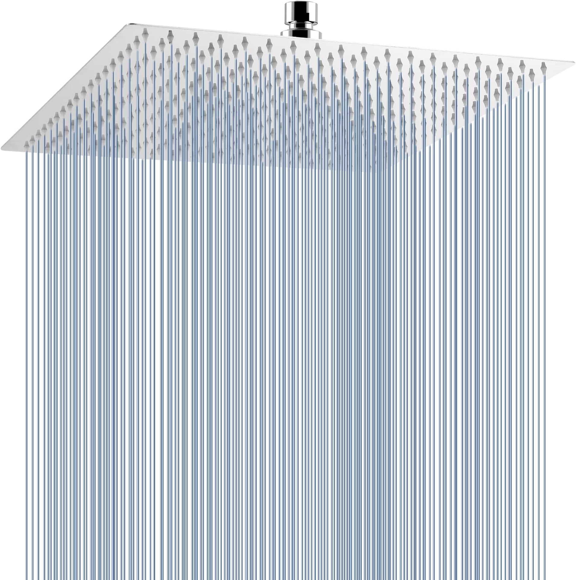 Voolan All Metal Rain Shower Head - Voolan High Flow Square Rainfall Showerhead - Waterfall Full Body Coverage - Universal Ceiling or Wall Mount (16 Inch, Chrome) (VL-103-SHS1.8)