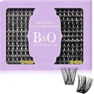 Lash Clusters 208 PCS Cluster Lashes Individual Lashes B05+B06 Eyelash Extensions 10-18mm DIY Lash Extensions D Curl Volume Wispy Soft Comfortable Band False Lashes (D-10-18MIX)