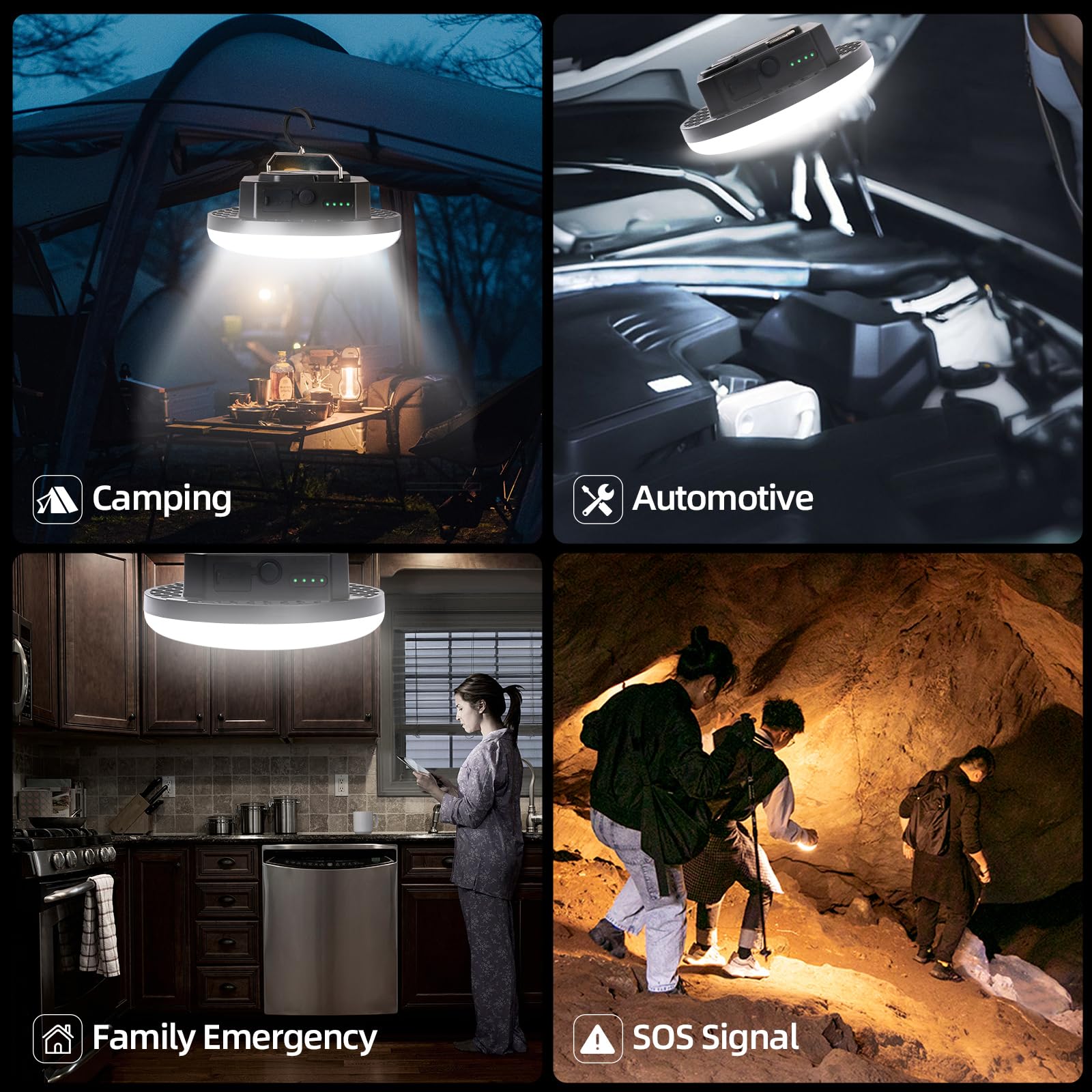 LED Glamping Zelt Licht - 4000LM Stufenloses Dimmen, USB-C Bidirektionales Laden, Magnetfuß & Faltbarer Haken, IPX5 Wasserdicht für Camping, Hinterhof & Stromausfälle