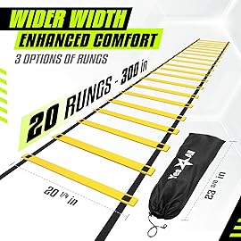 Yes4All Agility Ladder Speed Training Equipment, Adjustable Football Ladder for All Ages with Carry Bag, Durable, Portable, Multiple Colors & Rungs