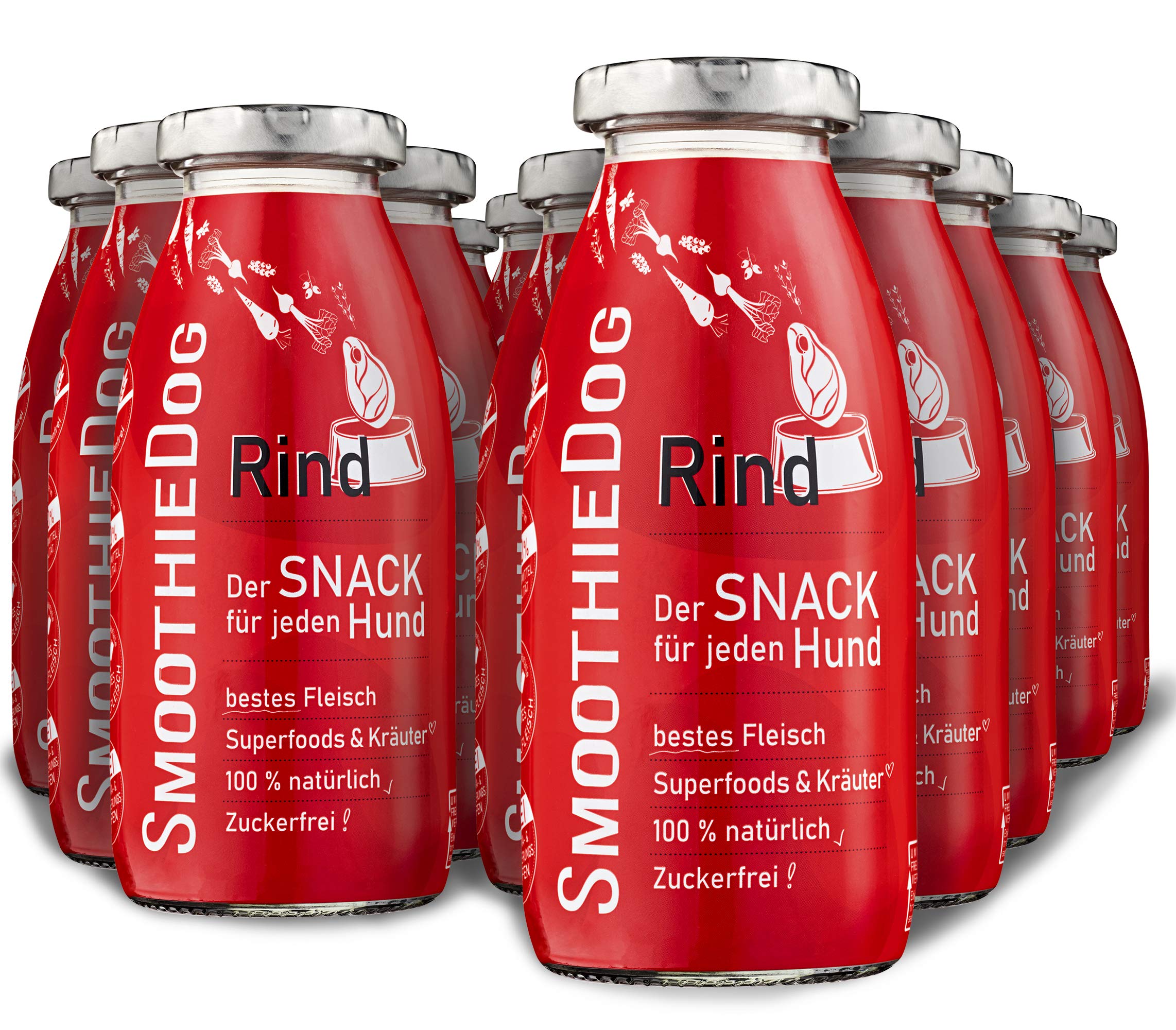 Hunde Smoothie SmoothieDog 12er Rind - Flüssiges Hundeleckerli - Zucker- & glutenfrei - je 250ml