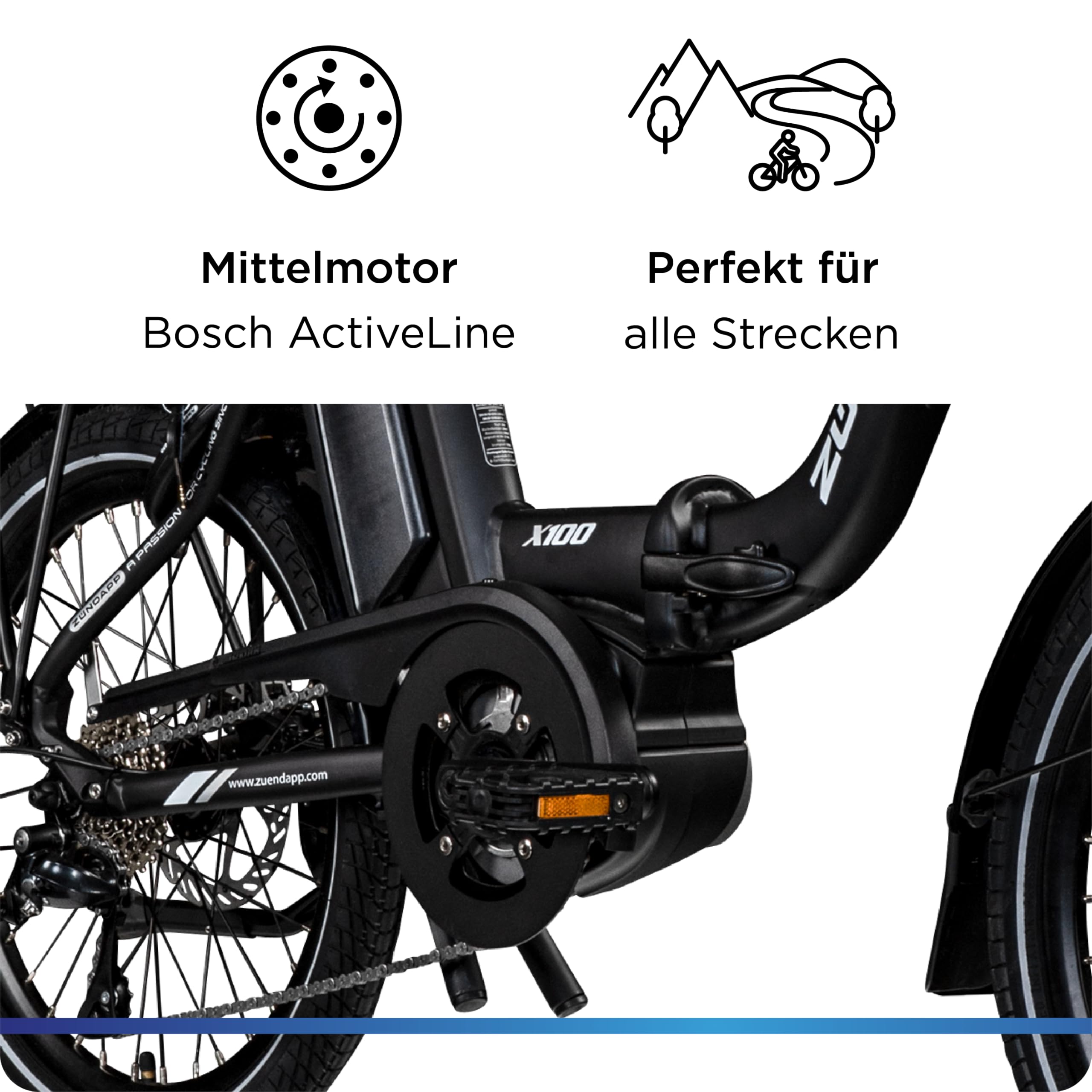 ZÜNDAPP X100 E Bike 20 Zoll Klapprad für Damen und Herren 150-190 cm Bosch Ebike Mittelmotor mit 9 Gang Nabenschaltung Elektro Fahrrad 400 Wh Akku Faltrad