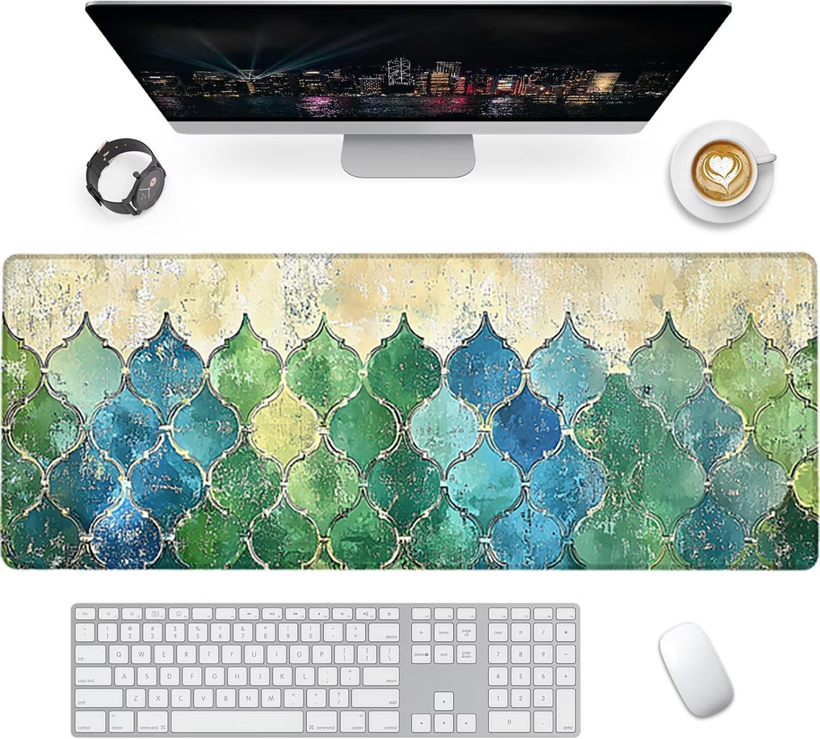Lpfieonn Retro Großes Schreibtischunterlage, XXL Schreibtischunterlagen, Beige XXL Wasserdicht Gaming Mousepad mit Vernähter Rand und Rutschfeste Gummibasis, für Laptop/Hause/Büro 120x60cm PF-2913