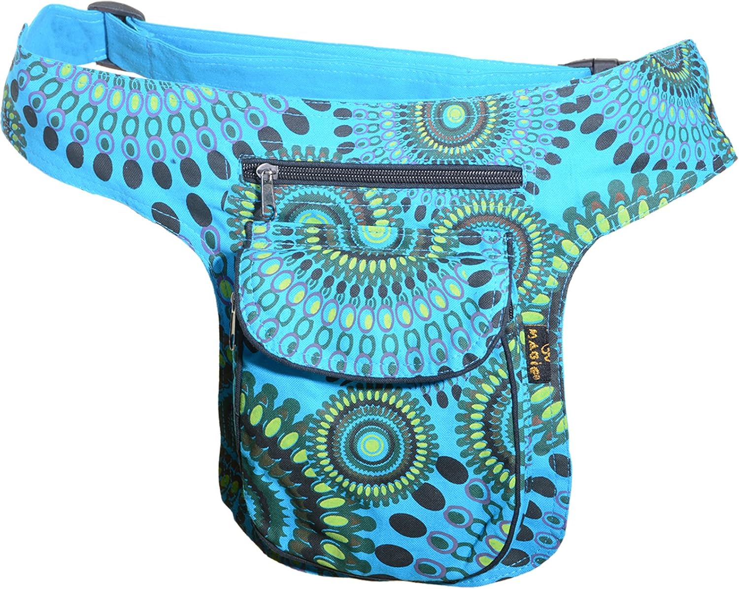 Kunst und Magie Women's Belt Bag Mandala Print Festival Bag, Color:Turquoise