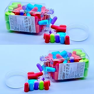 Ear Plug -50 Pairs- Multi-Colour Soft Foam Ear Plug 38dB SNR Noise Cancelling Sound Blocking Reduction Earplugs for Sleeping, Snoring, Work, Studying, Loud Noise