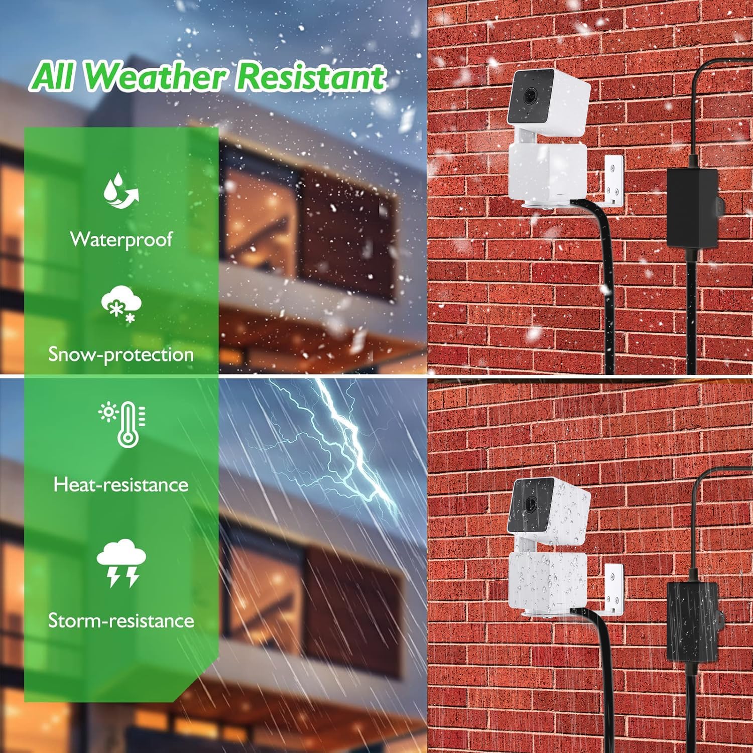 Uogw 50Ft/15m Outdoor Power Adapter Compatible with Wyze Cam V4,Duo Cam Pan,WYZE Pan V4/V3/V2/OG,Cam V3,Long Flat Extension Cable Replace for Plug,IP67 Waterproof Power Cable - Black thumbnail