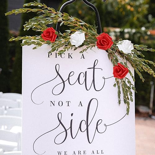 Miniatura 8 de Cabezas de rosas falsas, 200 flores de espuma de 1.97 pulgadas, rosas blancas y rojas, cabezas de flores falsas para bricolaje, centros de mesa,