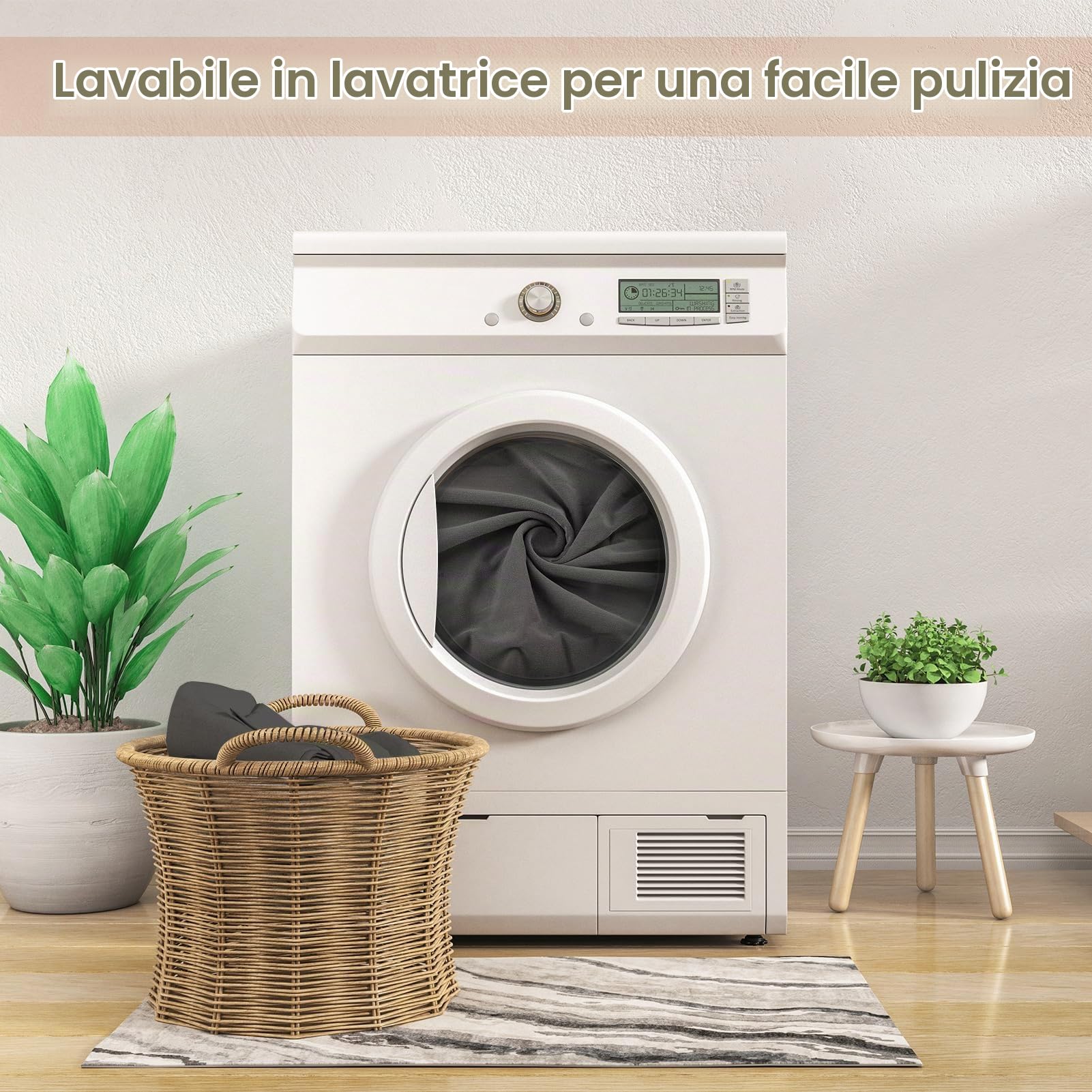 Ejoyous copridivano a L angolare elastico 3+2 posti, universale, elasticizzato, per soggiorno, camera da letto, lavabile (Grigio)