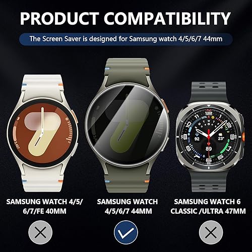 Miniatura 2 de Suoman 4-Pack for Samsung Galaxy Watch 67 44mm Privacy Screen Protector, Anti-peeping 9H Hardness Ultra-thin Tempered Glass Screen Protector for