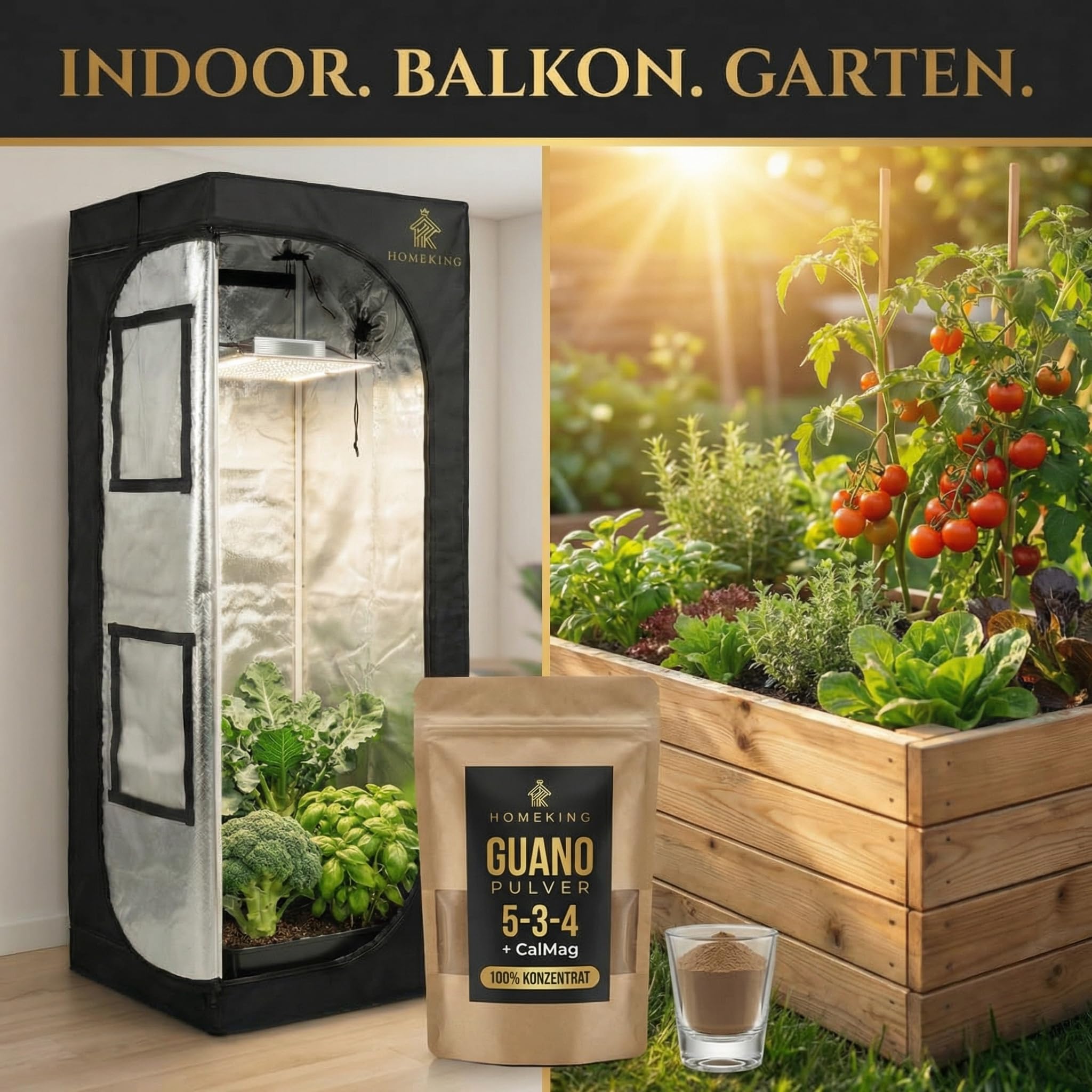 Geruchsarmer starker Naturdünger 5kg für Garten, Hochbeet & Gemüse – HOMEKING Bio Guano Pulver für Tomaten, Gurken, Zucchini, Obst, Balkonpflanzen & Zimmerpflanzen – Langzeitwirkung