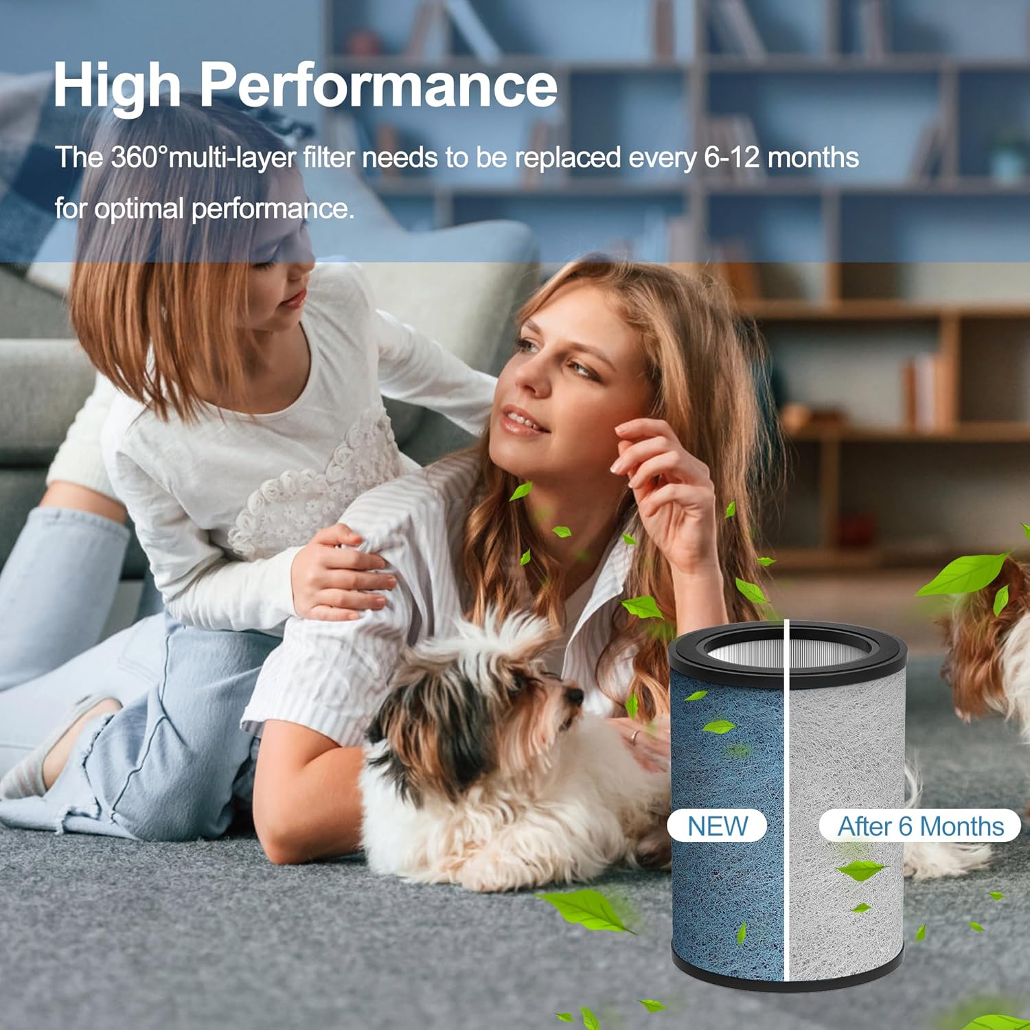 HP301 Neverchange Replacement Filter Compatible with Shark HP301 HP302 NeverChange Air Purifier MAX, 4-in-1 H13 True HEPA Filter HE3FKPET