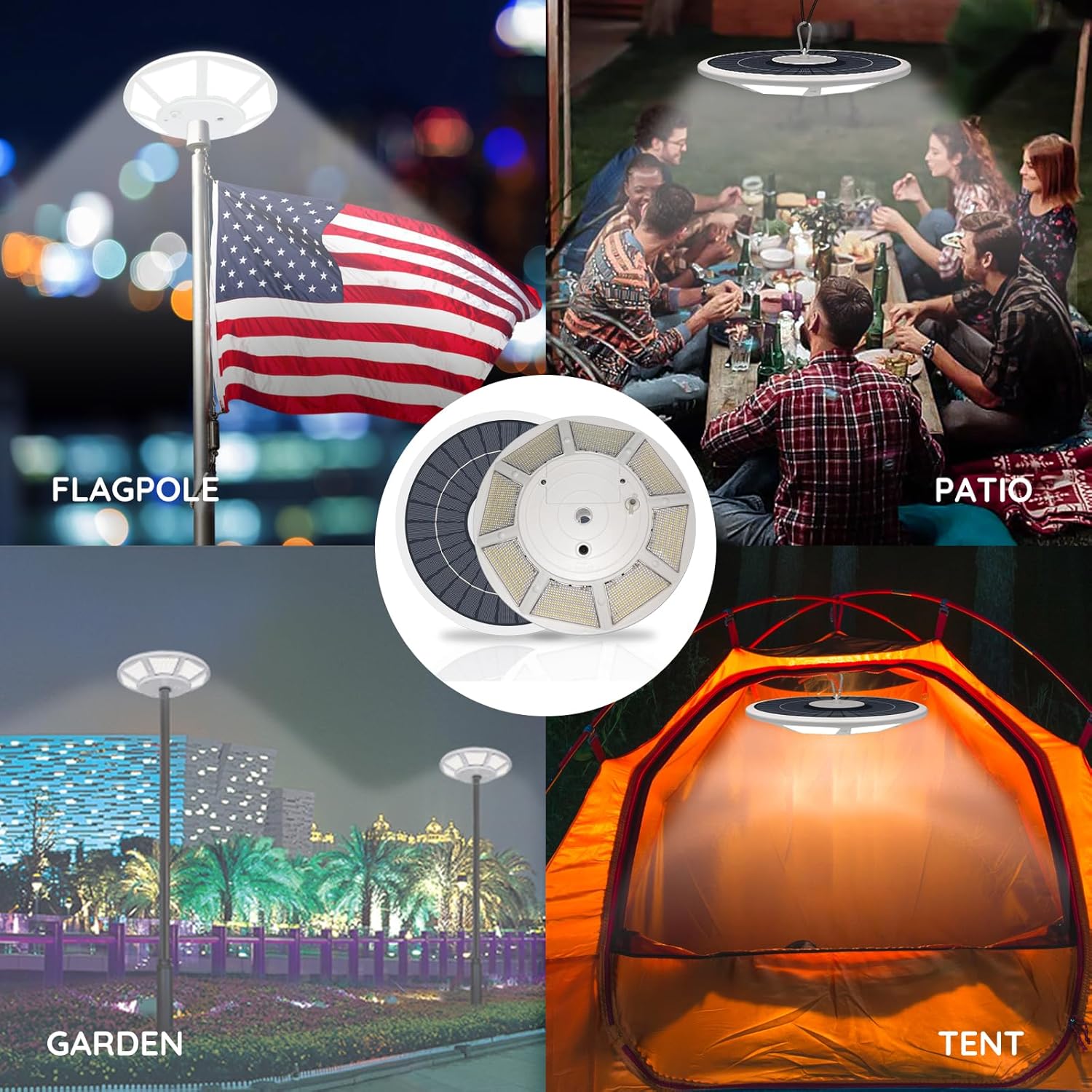 Solar Flag Pole Light – Solar + DC Backup, 440 LEDs, Waterproof High‑Output, Auto On/Off, Easy Mount for 15‑25 ft Poles