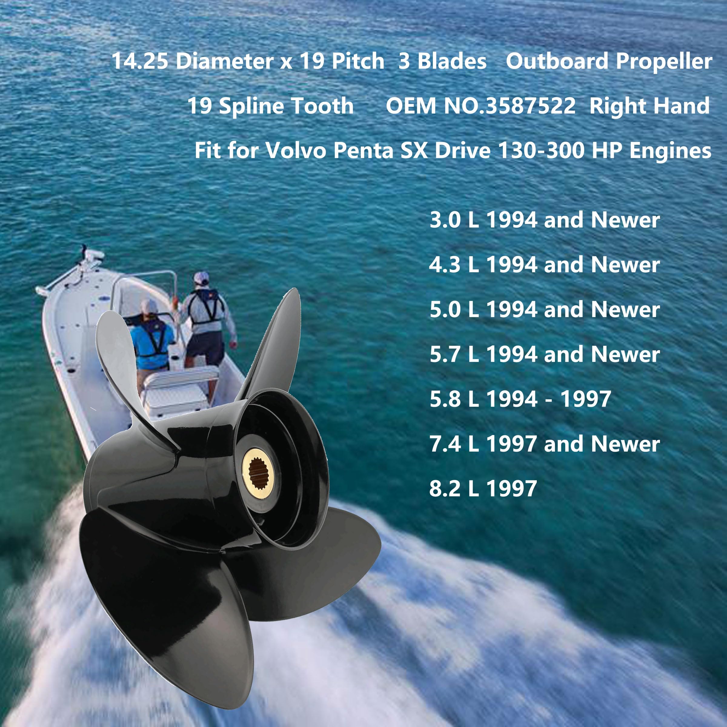 14.3 X 21 Boat Prop For Volvo Penta SX Drive All Models 130-300HP, 19
