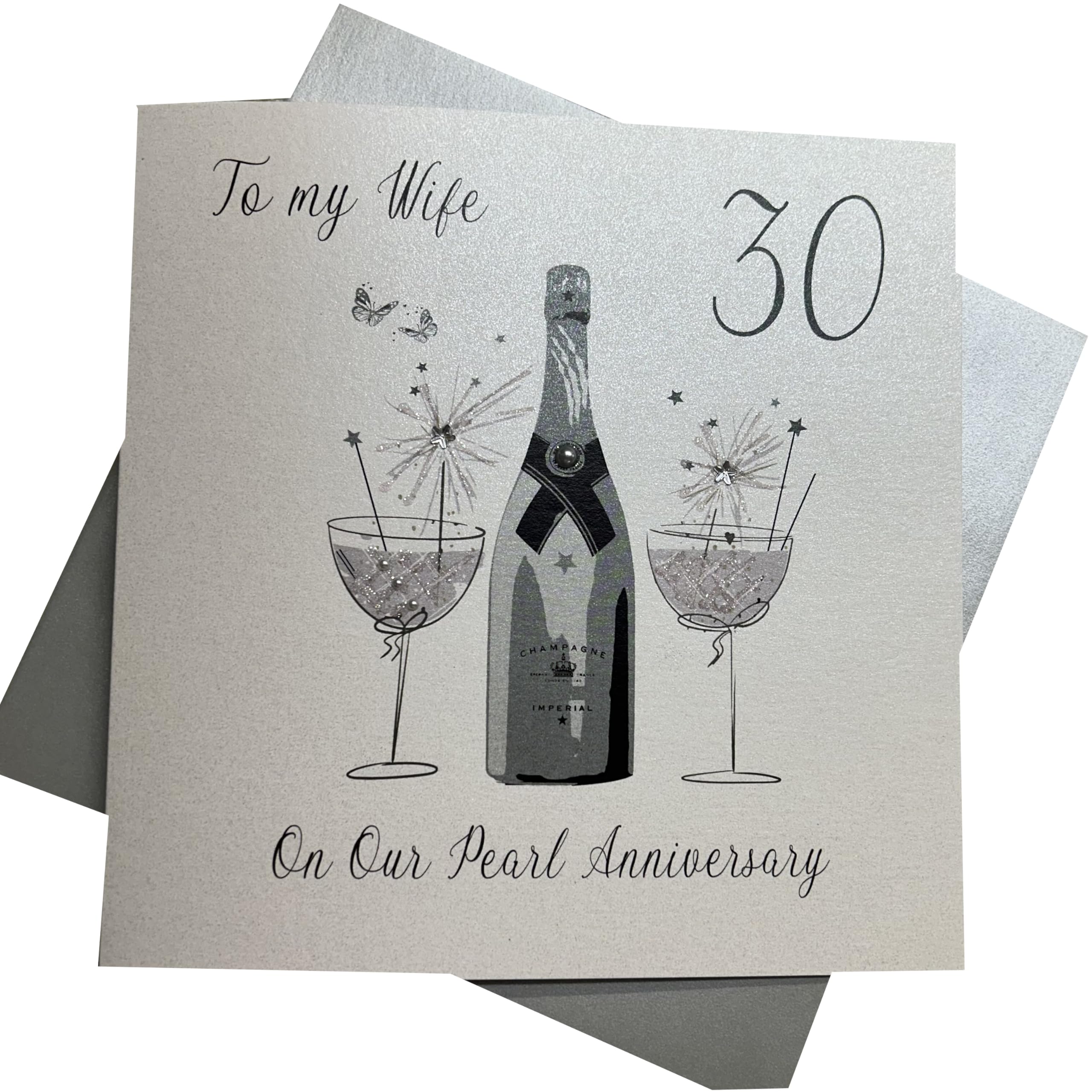 white cotton cards Large To My Wife Pearl Wedding Anniversary, Handmade 30th Anniversary Card, XLBD30W