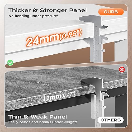 Miniatura 5 de Huuger Escritorio de 63 x 24 pulgadas con tomas de corriente y USB-C, Escritorio más profundo y más grueso, Tubos de metal robustos, Escritorio para