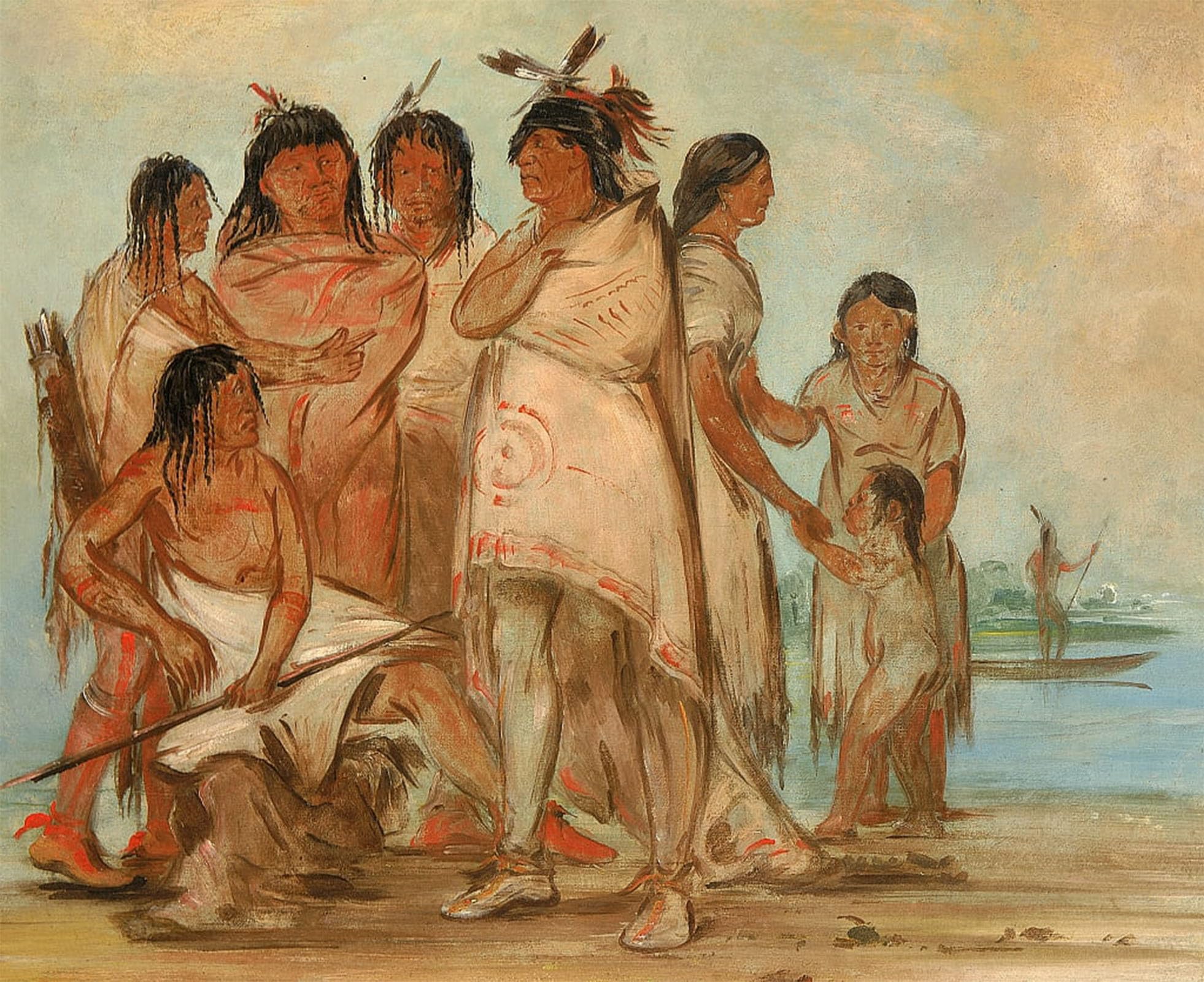 SERENDIPITP Aesthetic Poster Photo Wall Print Retro Picture Chief of the Tribe and His Family by George Catlin Modern Wall Artwork for Home Decor 60x90cm