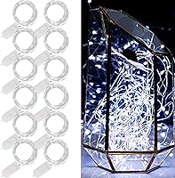 Vista 16 de WATERGLIDE Guirnalda de luces con pilas incluidas, 24 unidades, 20 luces LED, 7 pies, impermeable, cable plateado, luciérnaga, estrellas, bricolaje