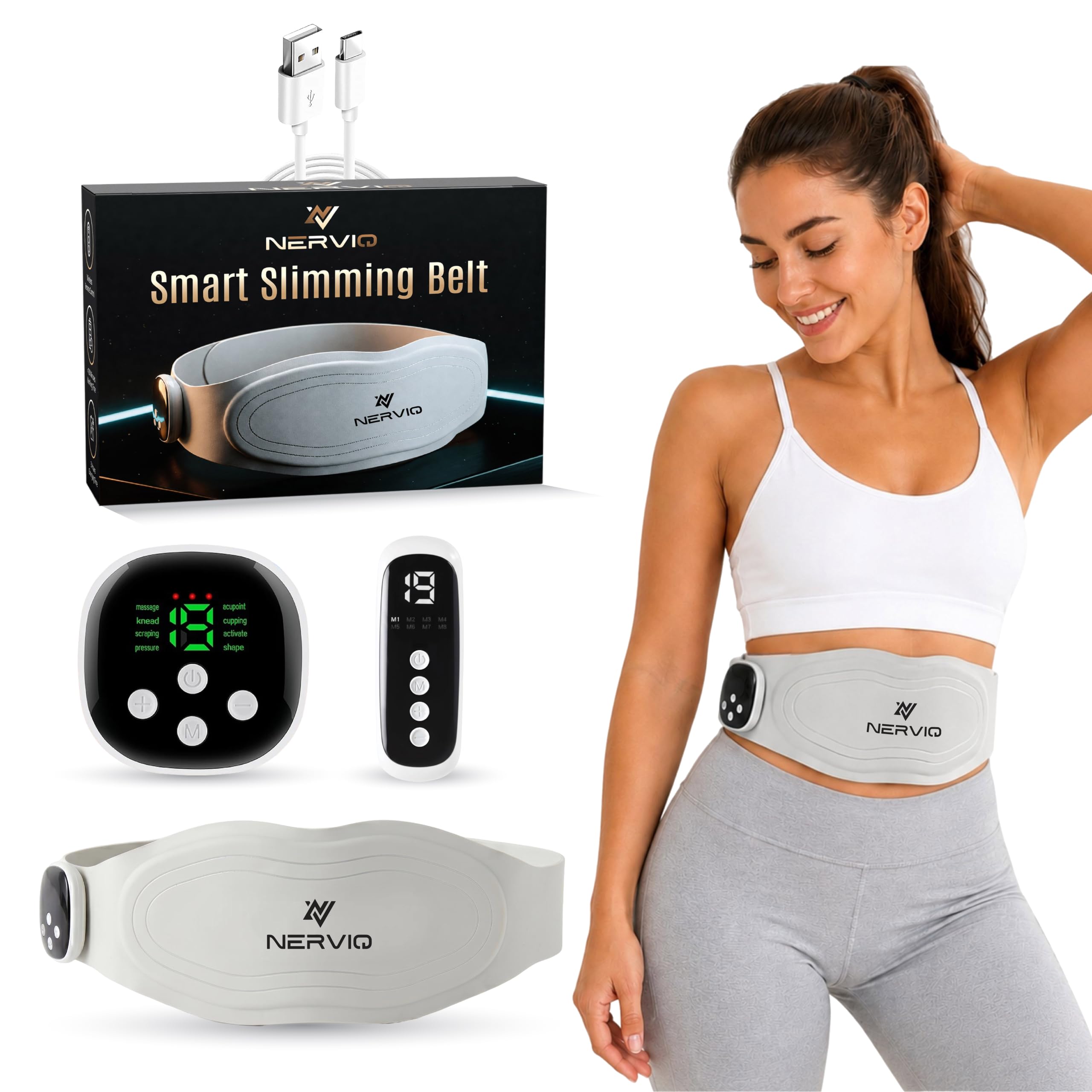EMS Abdominal Massager Belt with Heat Therapy | 8 Massage Modes, 19 Intensity Levels, 3 Heat Levels | Wireless Remote Control | Rechargeable Type-C | Muscle Relaxation & Fitness Support-image-31