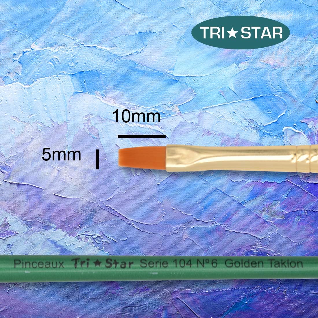 Tristar Series 104 Set of 10 Flat Synthetic Bristles No. 6 Taklon Gold / Green Handle