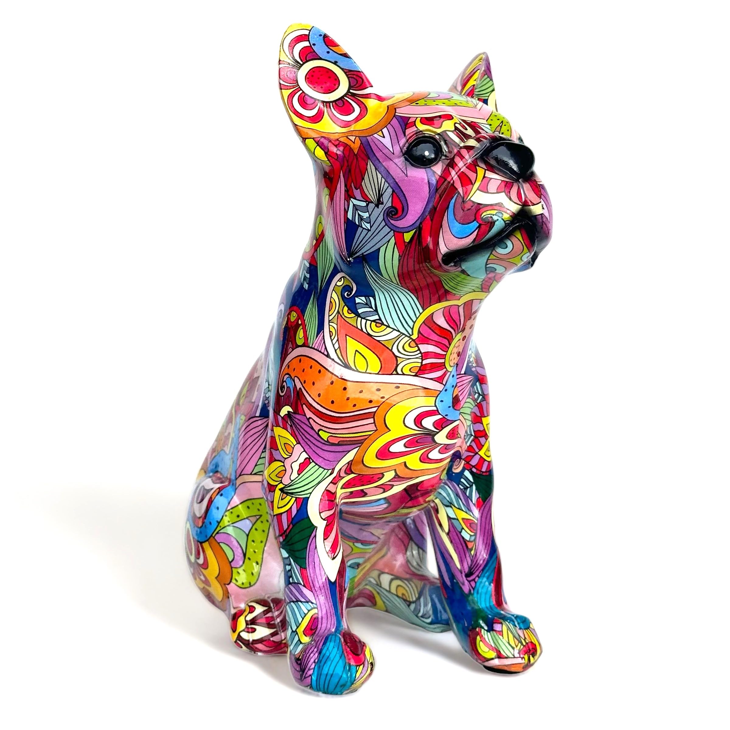 Animal Crackers GROOVY ART bright coloured sitting French Bulldog ornament figurine novelty Frenchie Dog lover gift