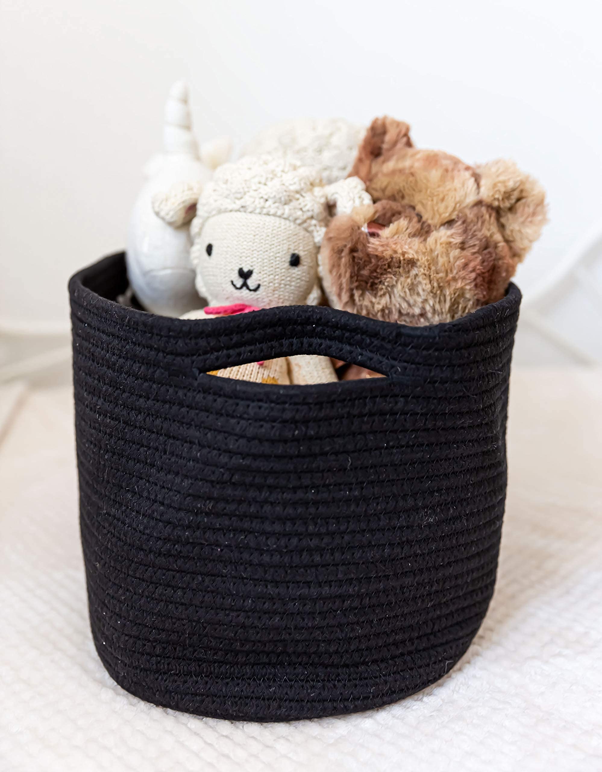 OrganiHaus Lot de 3 Paniers de Rangement Tissés pour Étagères, 37,5x22,5x25 cm, Noir