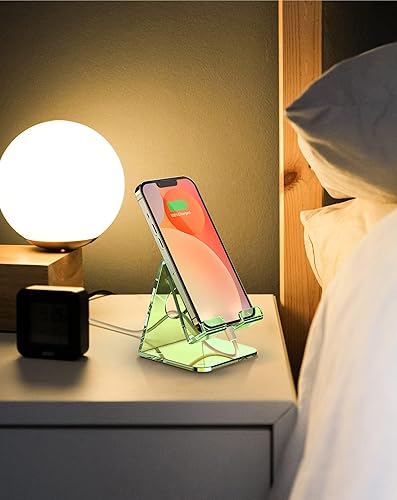 Miniatura 5 de TOPGO Soporte acrílico para teléfono celular, soporte transparente para escritorio, escritorio de oficina, mesita de noche, compatible con iPhone