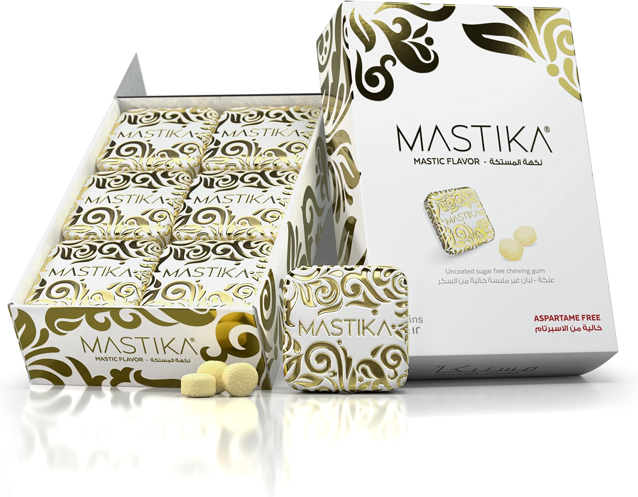 MASTIKA GUM | Sugar Free + Aspartame Free | Long Lasting Natural Premium Mastic Flavor | Non GMO + Gluten Free | Vegan + Keto Friendly | 12 Tins of 12 Pieces (144 Total Pieces)