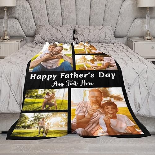 Vista 4 de Manta personalizada con foto, mantas personalizadas para papá y abuelo, regalos del Día del Padre, manta conmemorativa para la familia, regalos