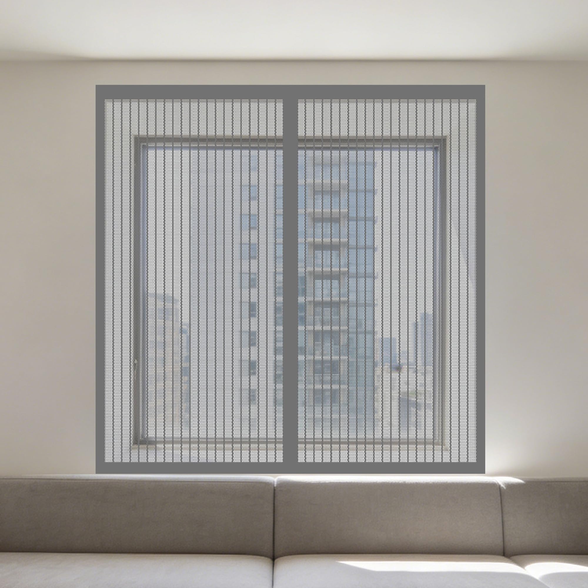 Magnetic Fly Screens Windows 165 x 135 cm with Selfadhesive Reinforced Thickened Window Screen with Installation Accessories for Windows Doors and Patio Screens, Grey