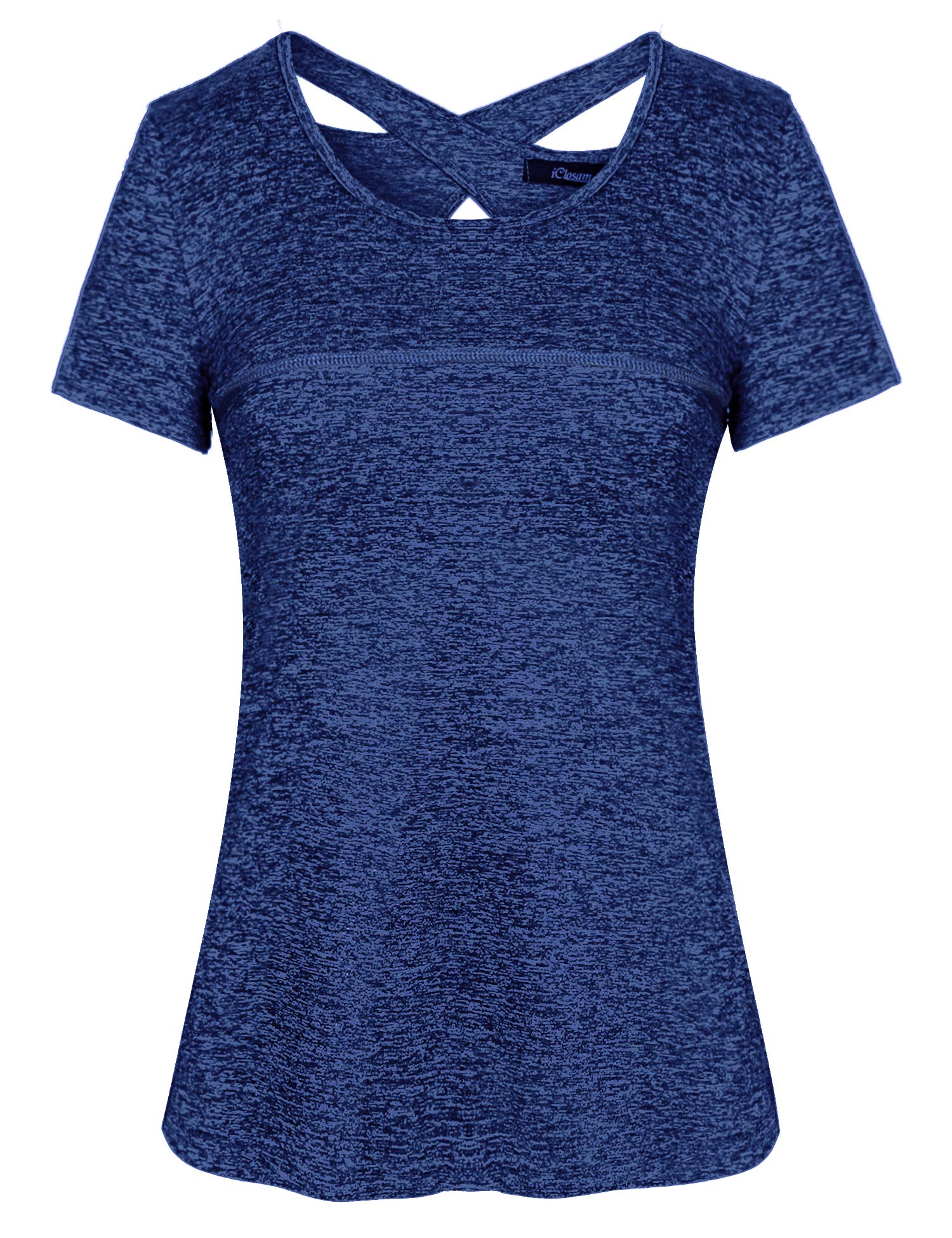 iClosam Maglietta Sportiva Donna T Shirt Palestra Donna Maglia Maniche Corte Corsa Asciugatura Rapida Top Elastico Magliette Fitness Yoga Tee