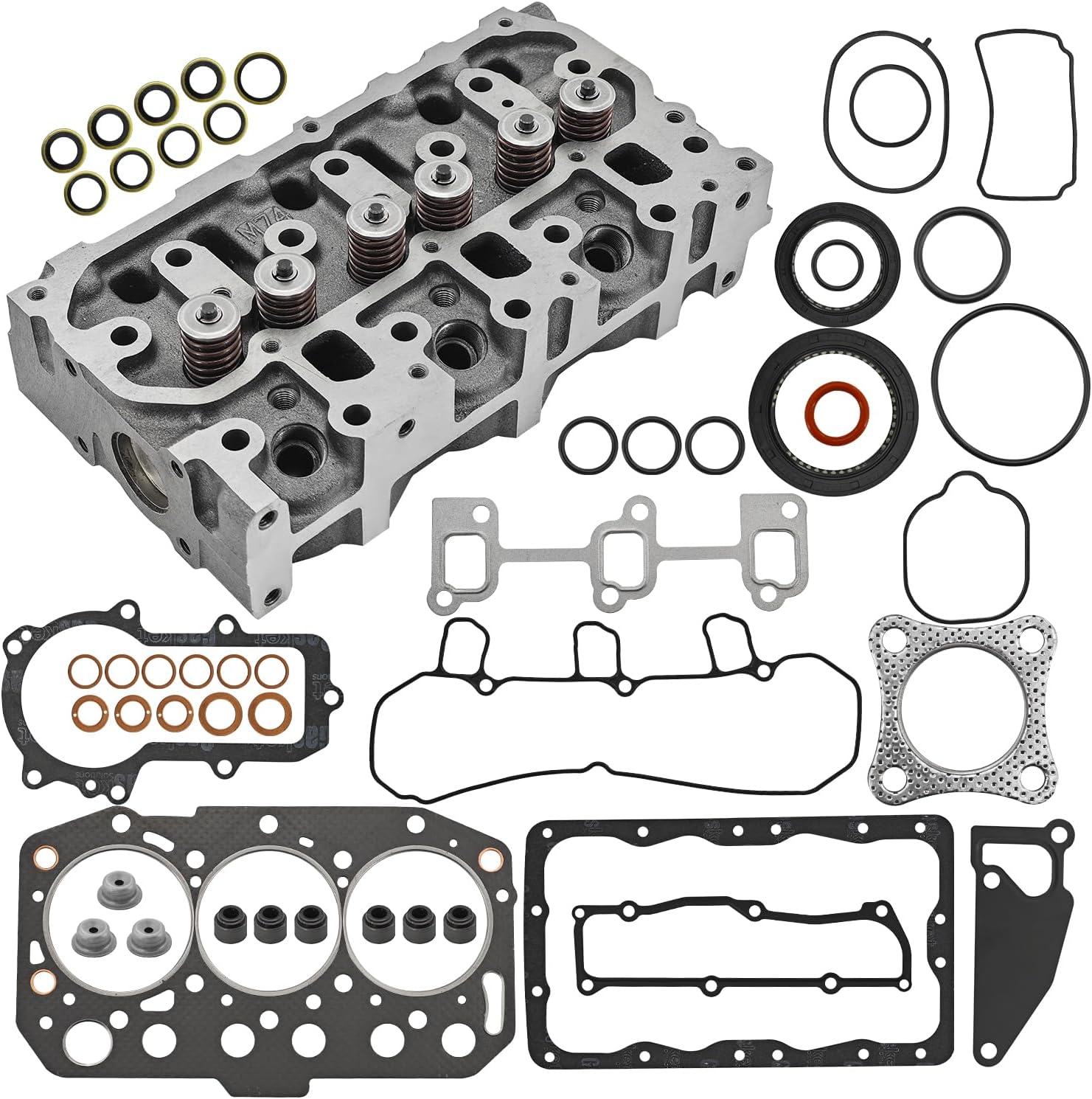 3TNM74 Cylinder Head Assy and Gasket Set Fit for Yanmar 3TNM74F-SAKV Engine SCT1 SA221 Tractor for John Deere 1023E Engine 3TNV70 119515-11740 11951511750