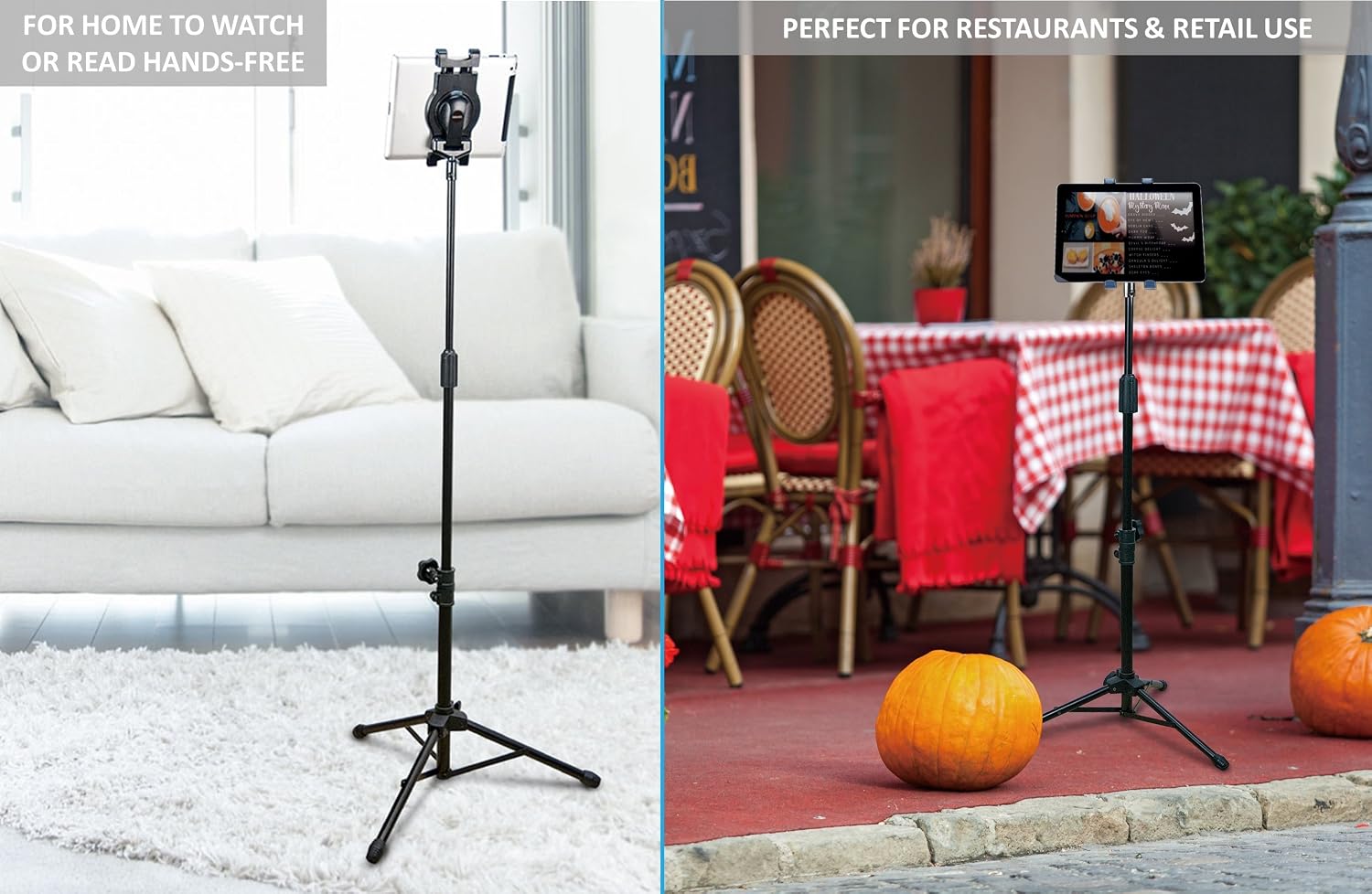 Aidata US-5009B ViewStand Universal Tablet Tripod Base, Height Adjustable Pole from 70 - 146cm (27.6" to 57.5"), Strong Spring Bracket Fits Most 7.9" to 13" Tablets, Comes with Carry Bag
