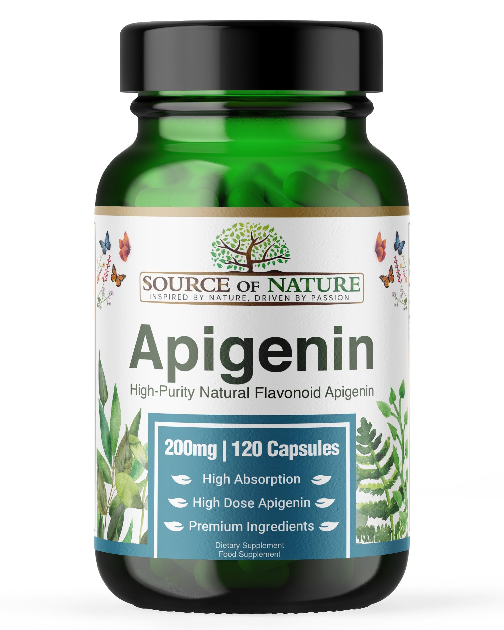 Source of Nature® | 200mg Apigenina | 120 Capsule | Integratore Premium di Flavonoidi | Senza Additivi Indesiderati | Qualità Danese Premium | Testato da Terze Parti